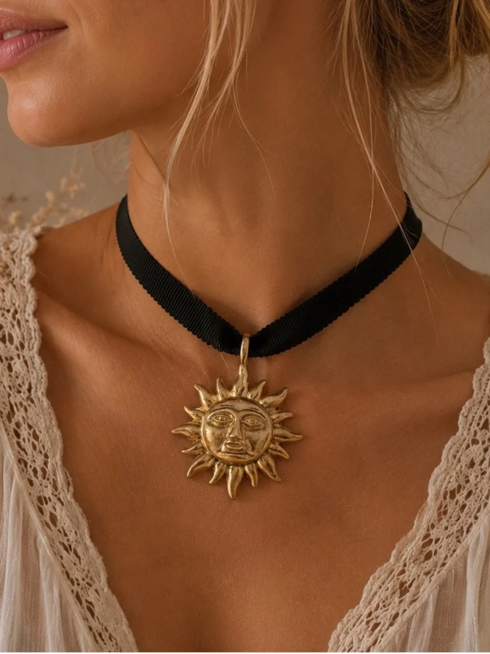 Gold Sun Choker necklace